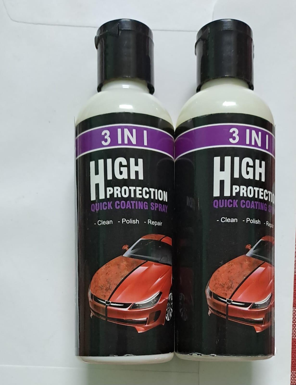 3 in 1 High Protection Car Quick Coating Spray, Car Rapid Ceramic Paint Coating, Nano Polishing Spray, Plastic Parts Refurbisher, Fine Scratch Repair, Extremely Hydrophobic, 100ml. (Pack of 2)