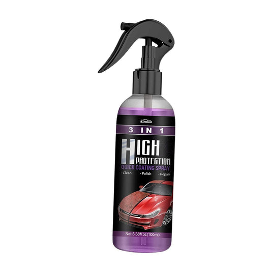3 in 1 High Protection Car Quick Coating Spray, Car Rapid Ceramic Paint Coating, Nano Polishing Spray, Plastic Parts Refurbisher, Fine Scratch Repair, Extremely Hydrophobic, 100ml. (Pack of 2)