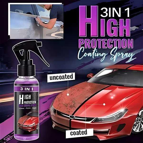 3 in 1 High Protection Car Quick Coating Spray, Car Rapid Ceramic Paint Coating, Nano Polishing Spray, Plastic Parts Refurbisher, Fine Scratch Repair, Extremely Hydrophobic, 100ml. (Pack of 2)
